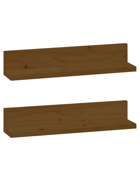 Mensole da Parete 2 pz Miele 50x11x9cm Legno Massello di Pino