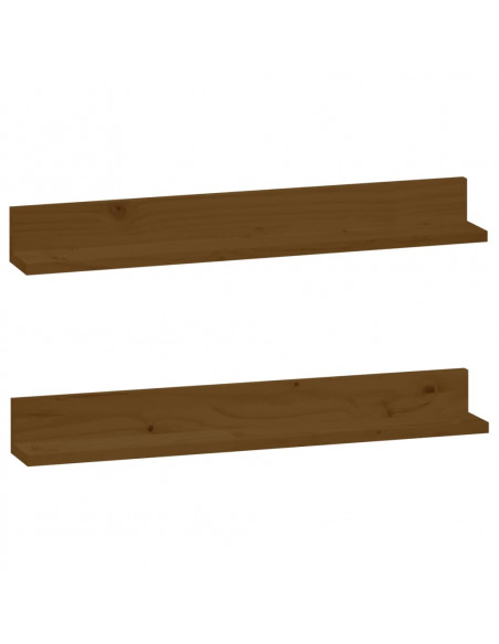 Mensole da Parete 2 pz Miele 80x11x9cm Legno Massello di Pino