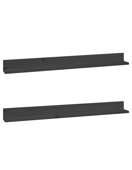 Mensole da Parete 2 pz Grigio 110x11x9cm Legno Massello di Pino
