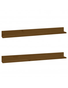 Mensole da Parete 2 pz Miele 110x11x9 cm Legno Massello di Pino 2