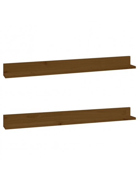 Mensole da Parete 2 pz Miele 110x11x9 cm Legno Massello di Pino