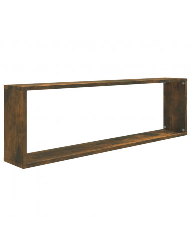 Mensole Parete Cubo 2pz Rovere Fumo 100x15x30 Legno Multistrato