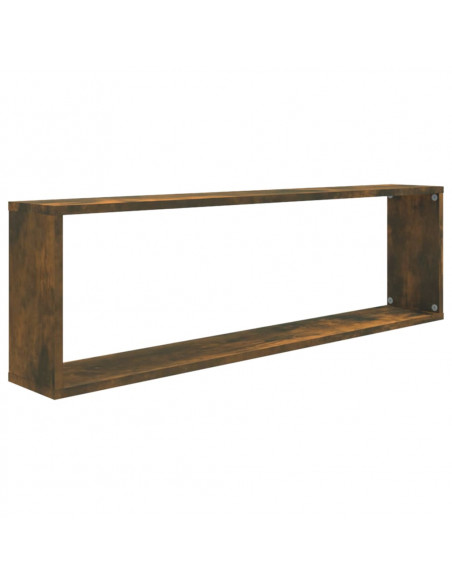 Mensole Parete Cubo 2pz Rovere Fumo 100x15x30 Legno Multistrato