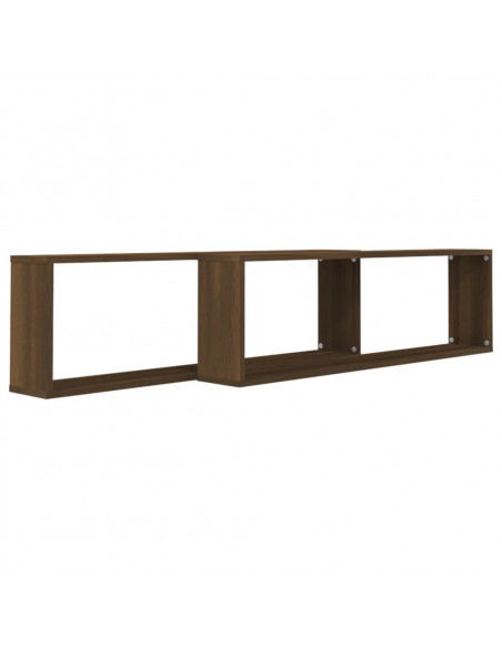 Mensole Parete Cubo 2pz Rovere Marrone 100x15x30cm Multistrato
