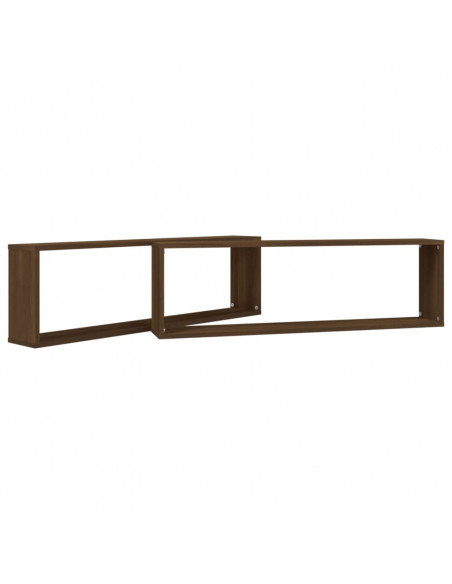 Mensole Parete Cubo 2pz Rovere Marrone 100x15x30cm Multistrato