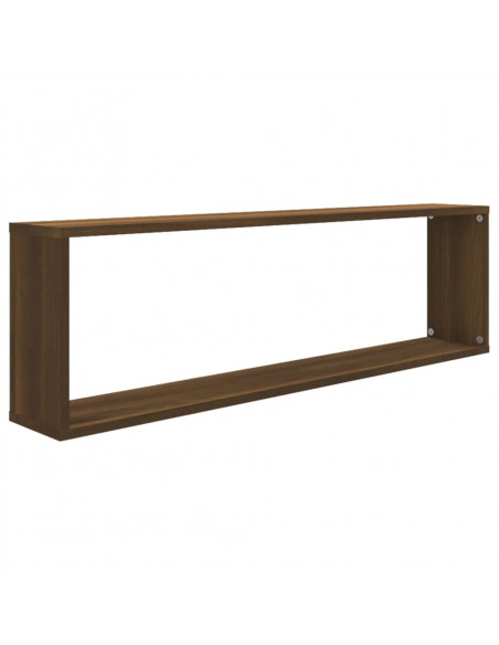 Mensole Parete Cubo 2pz Rovere Marrone 100x15x30cm Multistrato