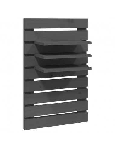 Mensole da Letto a Parete 2 pz Grigio Legno Massello di Pino