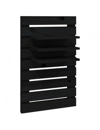 Mensole da Letto a Parete 2 pz Nero Legno Massello di Pino