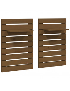 Mensole da Letto a Parete 2 pz Miele Legno Massello di Pino 2