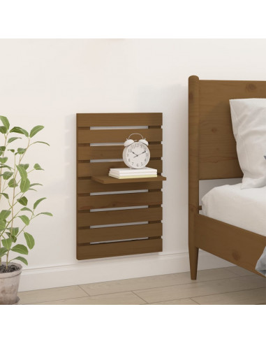 Mensole da Letto a Parete 2 pz Miele Legno Massello di Pino