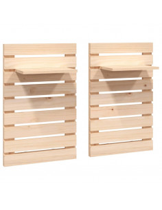 Mensole da Letto a Parete 2 pz Legno Massello di Pino 2