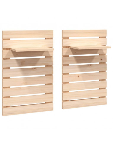 Mensole da Letto a Parete 2 pz Legno Massello di Pino