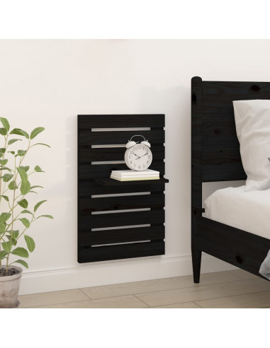 Mensole da Letto a Parete 2 pz Nero Legno Massello di Pino