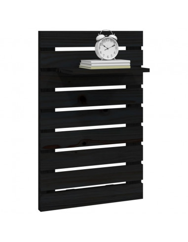 Mensole da Letto a Parete 2 pz Nero Legno Massello di Pino