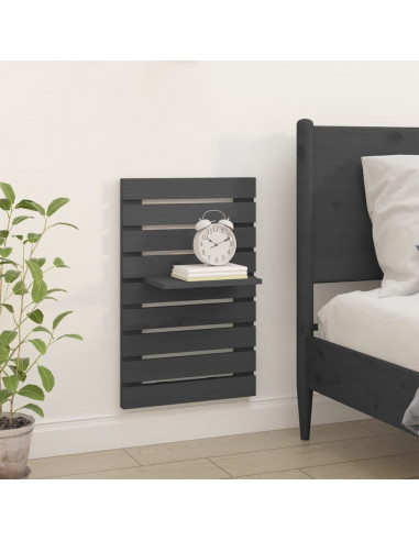 Mensole da Letto a Parete 2 pz Grigio Legno Massello di Pino