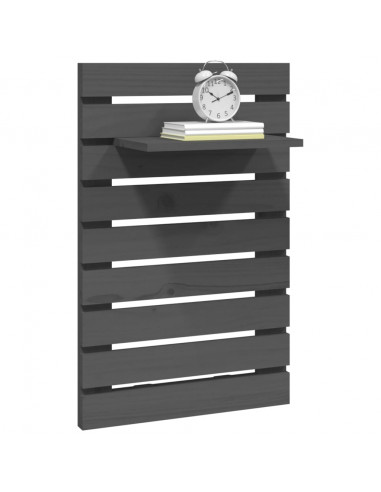 Mensole da Letto a Parete 2 pz Grigio Legno Massello di Pino