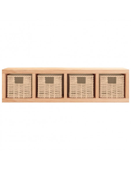 Scaffale a Muro con Cestini 62x18x16 cm Legno Massello Noce