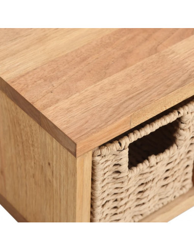 Scaffale a Muro con Cestini 62x18x16 cm Legno Massello Noce