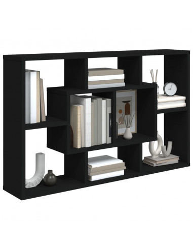 Scaffale a Parete Nero 85x16x52,5 cm in Legno Multistrato