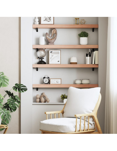 Ripiano Muro Marrone Chiaro 100x10x6cm Massello Rovere Trattato