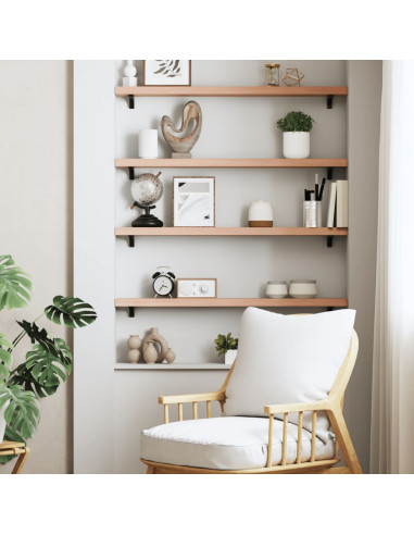 Ripiano Muro Marrone Chiaro 80x10x4 cm Massello Rovere Trattato