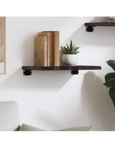 Ripiano Muro Marrone Scuro 40x20x2 cm Massello Rovere Trattato