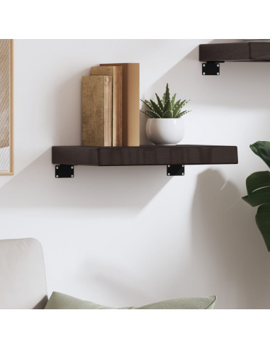 Ripiano Muro Marrone Scuro 40x30x(2-6) cm Massello Rovere Trattato