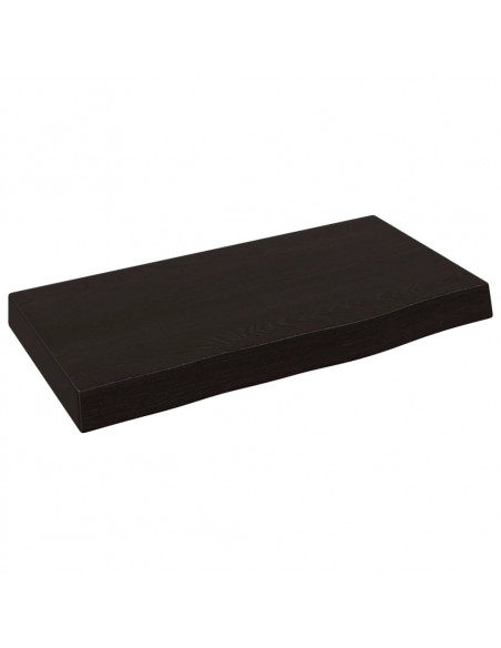Ripiano Muro Marrone Scuro 40x20x4 cm Massello Rovere Trattato