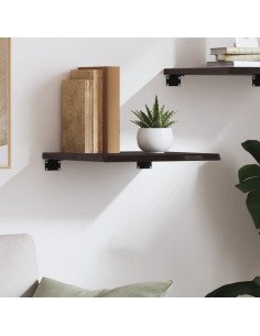 Ripiano Muro Marrone Scuro 40x40x2 cm Massello Rovere Trattato 2