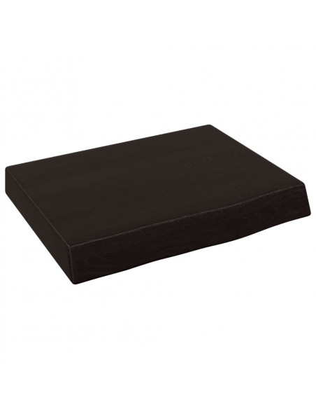 Ripiano Muro Marrone Scuro 40x30x(2-4) cm Massello Rovere Trattato