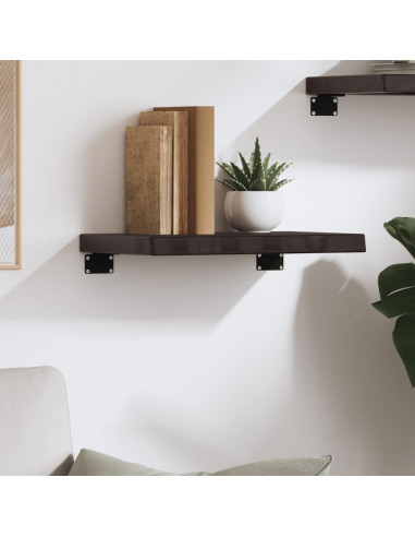 Ripiano Muro Marrone Scuro 40x30x(2-4) cm Massello Rovere Trattato