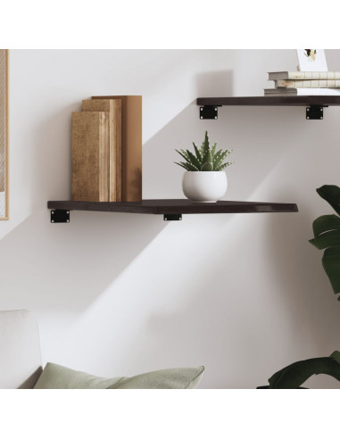 Ripiano Muro Marrone Scuro 40x60x2 cm Massello Rovere Trattato