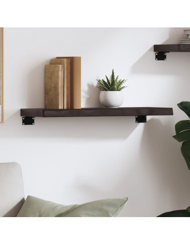 Ripiano Muro Marrone Scuro 60x20x4 cm Massello Rovere Trattato