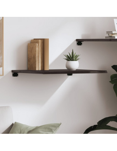 Ripiano Muro Marrone Scuro 60x50x2 cm Massello Rovere Trattato