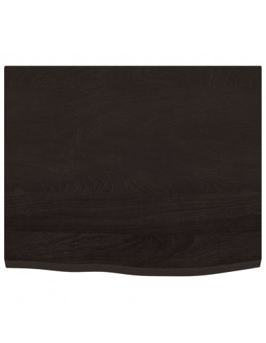 Ripiano Muro Marrone Scuro 60x50x2 cm Massello Rovere Trattato