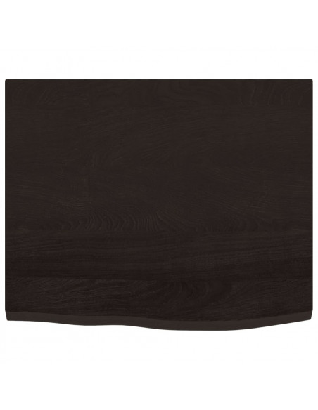 Ripiano Muro Marrone Scuro 60x50x2 cm Massello Rovere Trattato