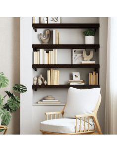 Ripiano Marrone Scuro 80x30x(2-6) cm Massello Rovere Trattato 2