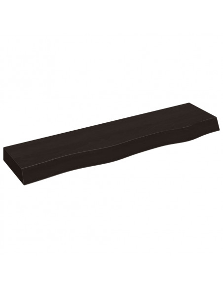 Ripiano Muro Marrone Scuro 80x20x6 cm Massello Rovere Trattato
