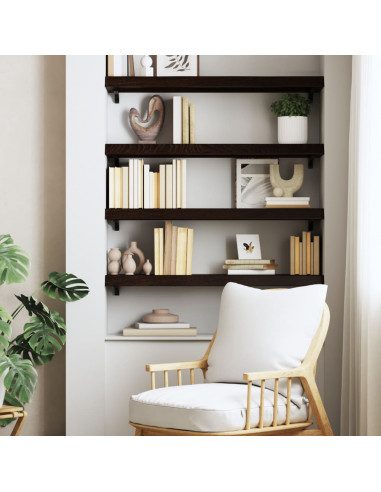 Ripiano Marrone Scuro 100x30x(2-6) cm Massello Rovere Trattato