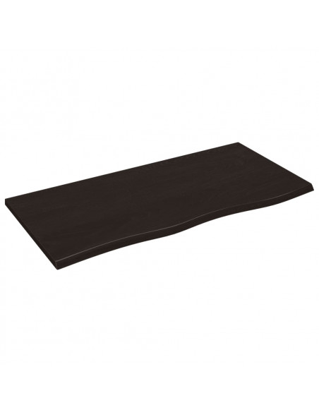 Ripiano Muro Marrone Scuro 100x50x2 cm Massello Rovere Trattato