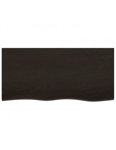 Ripiano Muro Marrone Scuro 100x50x2 cm Massello Rovere Trattato