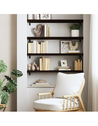 Ripiano Marrone Scuro 100x30x(2-4) cm Massello Rovere Trattato