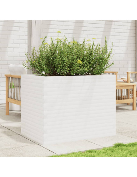 Fioriera da Giardino Bianca 90x60x68,5cm Legno Massello di Pino