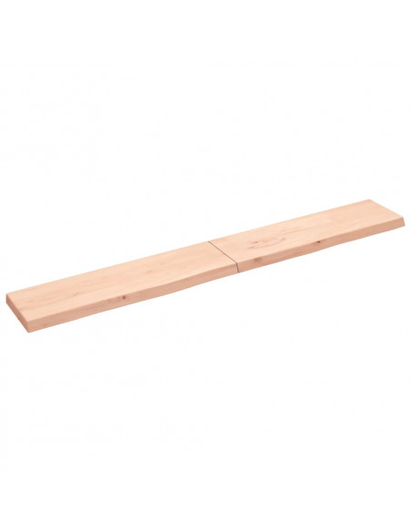 Ripiano a Parete 220x30x(2-6) cm Massello Rovere Non Trattato