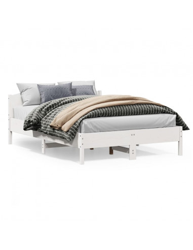 Giroletto con Testiera Bianco 150x200 cm Legno Massello di Pino