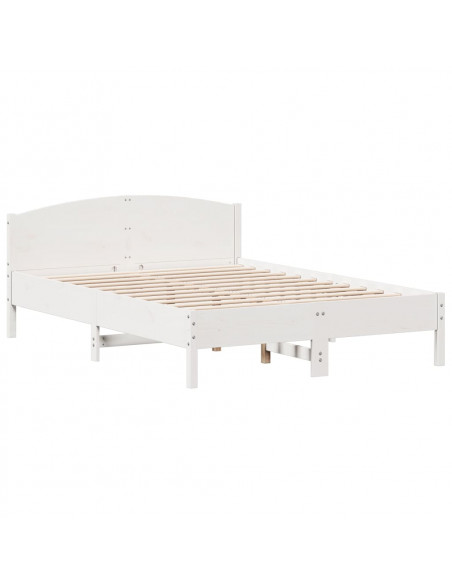 Giroletto con Testiera Bianco 150x200 cm Legno Massello di Pino