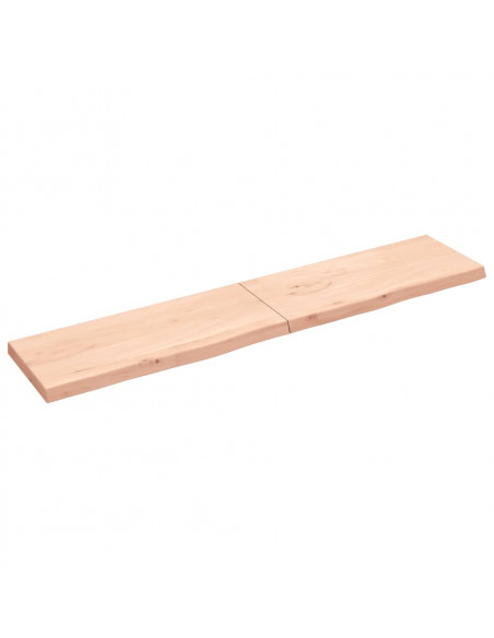 Ripiano a Parete 200x40x(2-6) cm Massello Rovere Non Trattato
