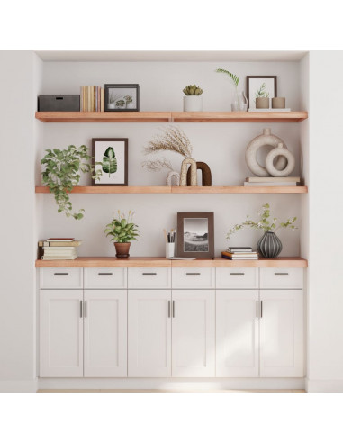 Ripiano Muro Marrone 180x40x(2-4) cm Massello Rovere Trattato