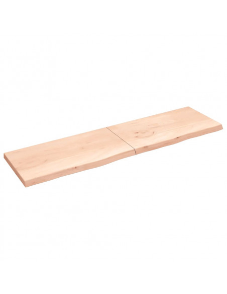 Ripiano a Parete 220x60x(2-6) cm Massello Rovere Non Trattato