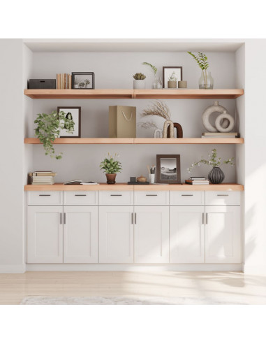 Ripiano a Parete 220x60x(2-6) cm Massello Rovere Non Trattato